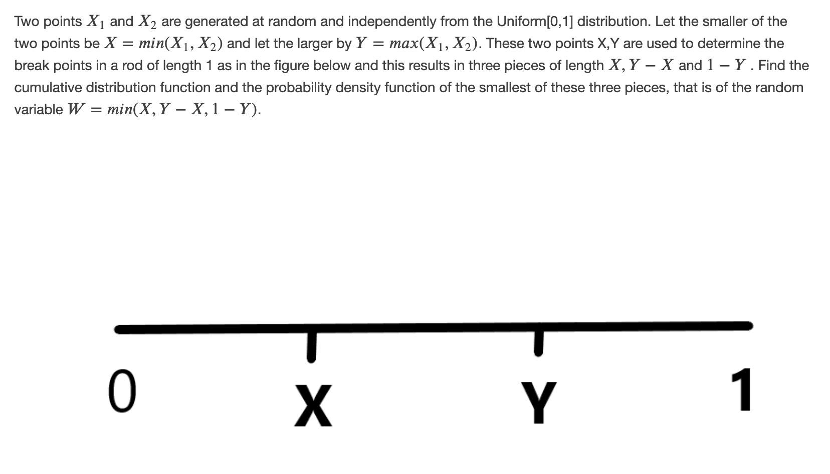 Two points X1 and X2 are generated at random and independently from