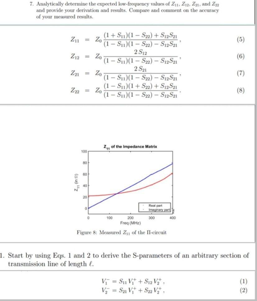 7. Analytically determine the expected low-frequency values of Z1, Z12, Z21, and Z2 and provide your