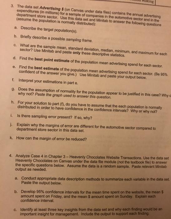 (without Minitab) for this assignment when noted. Type your answers. Handwritten assignments