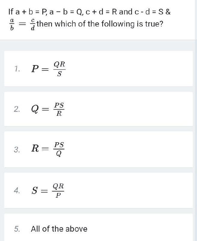 If a + b = P, a - b = Q, c