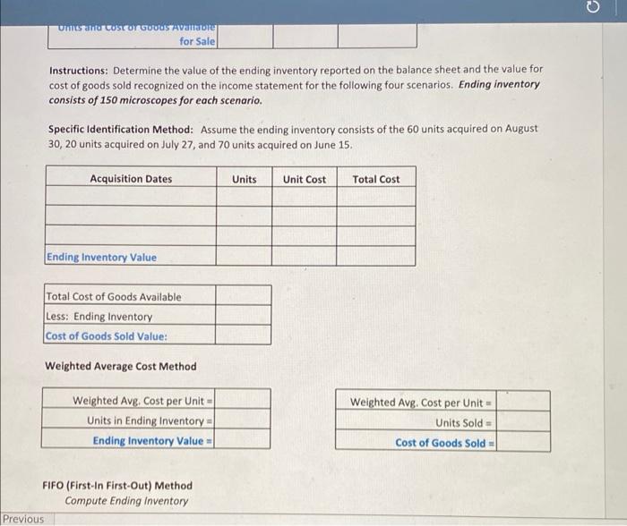 CUnistat COSTCONGOs Availablefor SaleInstructions: Determine the value of the ending inventory reported on the balance sh