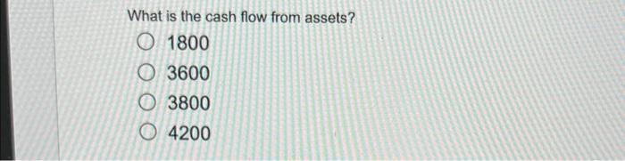 What is the cash flow from assets?O 18000 3600O 3800O 4200
