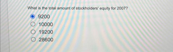 What is the total amount of stockholders equity for 2007?9200O 10000O 192000 28600