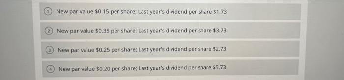 New par value $0.15 per share; Last years dividend per share $1.73New par value $0.35 per share; Last years dividend per s