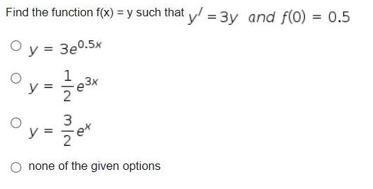 Find the function f(x) = y such that y = 3y and