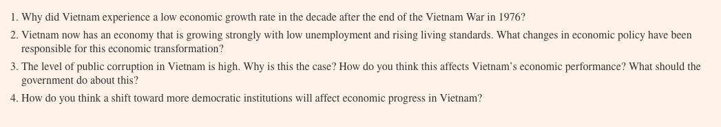 1. Why did Vietnam experience a low economic growth rate in the