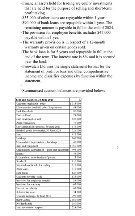 • Financial assets held for trading are equity investmentsthat are held for the purpose of selling and short-termprofit tak