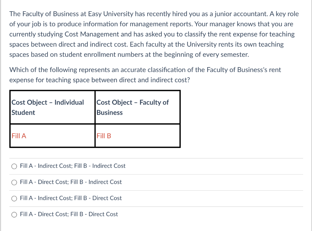 The Faculty of Business at Easy University has recently hired you as a junior accountant. A key roleof your job is to produc