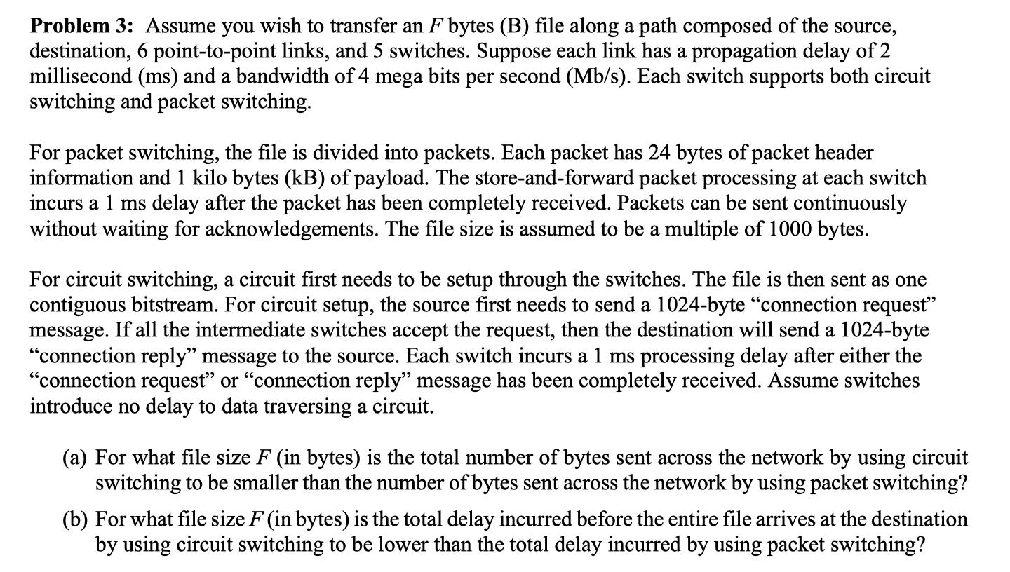 consisting of the source, destination, four point-to-point links, and three switches. Suppose
