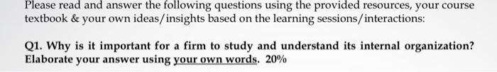 Please read and answer the following questions using the provided resources, your