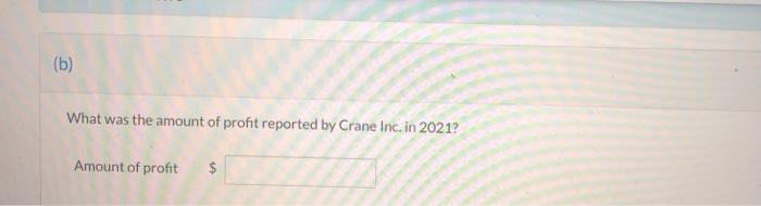 (b) What was the amount of profit reported by Crane Inc. in 2021? Amount of profit $