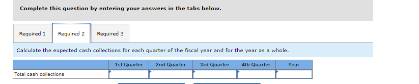 Complete this question by entering your answers in the tabs below.Required 1Required 2Required 3Calculate the expected ca