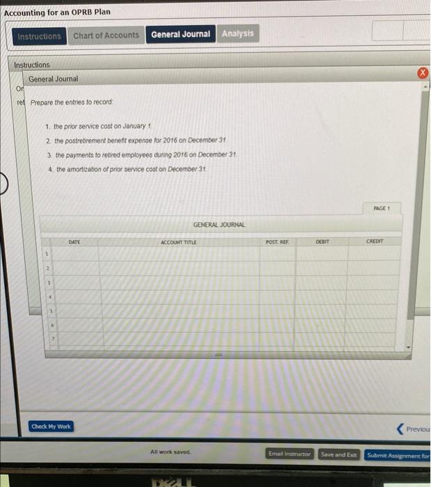 Accounting for an OPRB PlanInstructionsChart of AccountsGeneral JournalAnalysisInstructionsGeneral JournalOrre! Prepa