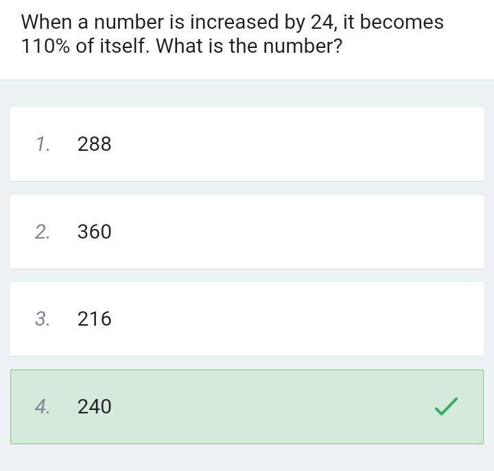 When a number is increased by 24, it becomes 110% of itself.