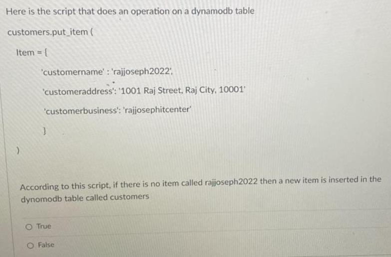 Here is the script that does an operation on a dynamodb table