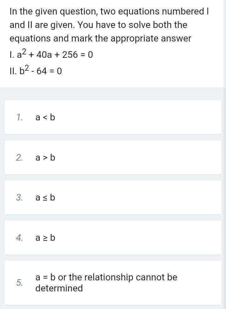 In the given question, two equations numbered I and Il are given.