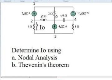1090 V Io A 1a 10 Determine Io using a. Nodal Analysis