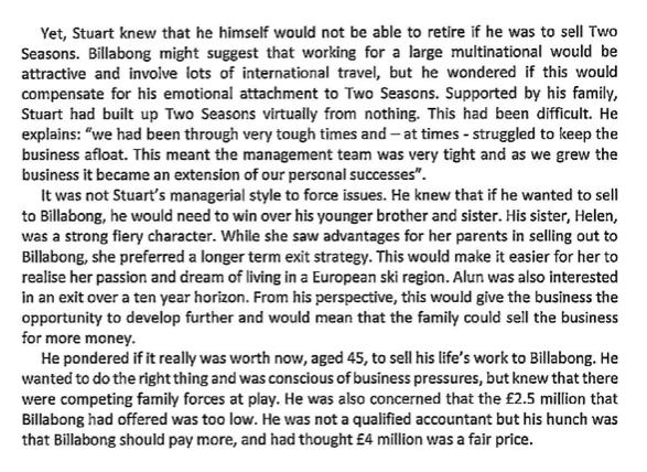 Yet, Stuart knew that he himself would not be able to retire if he was to sell Two Seasons. Billabong might suggest that work