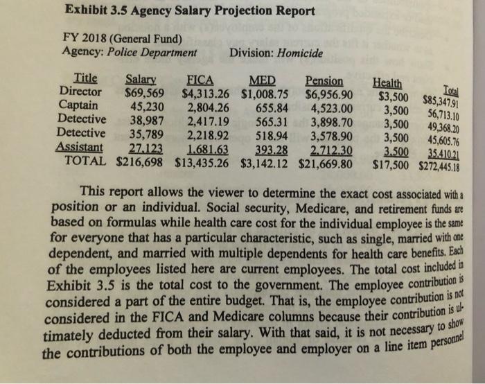 Exhibit 3.5 Agency Salary Projection Report FY 2018 (General Fund) Agency: Police Department Division: Homicide MED Pension H