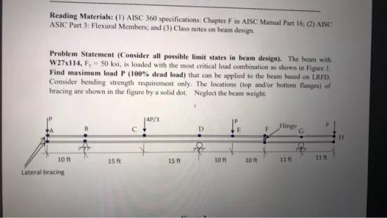 Reading Materials: (1) AISC 360 specifications: Chapter F in AISC Manual Part 16; (2) AISC ASIC Part 3: Flexural Members, and