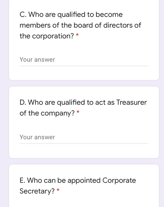 C. Who are qualified to becomemembers of the board of directors ofthe corporation? *Your answerD. Who are qualified to ac