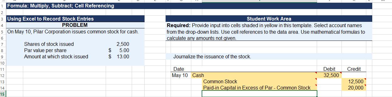 1 Formula: Multiply, Subtract; Cell Referencing 3 Using Excel to Record Stock