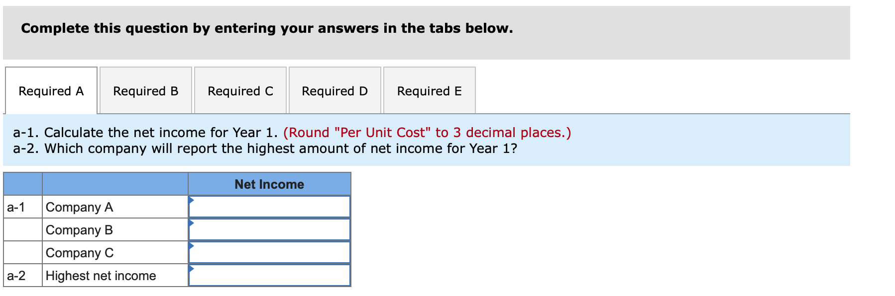 Complete this question by entering your answers in the tabs below.Required ARequired BRequired CRequired DRequired Ea-1