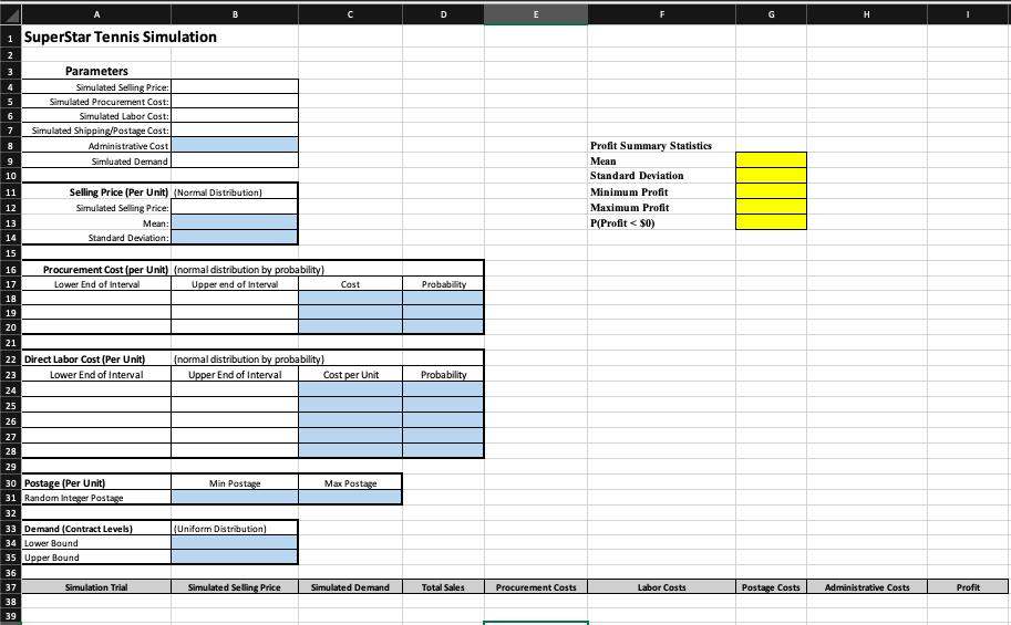 C DG H1 SuperStar Tennis Simulation 24 56 7Parameters Simulated Selling Price: Simulated Procurement Cost: Simulated Lab