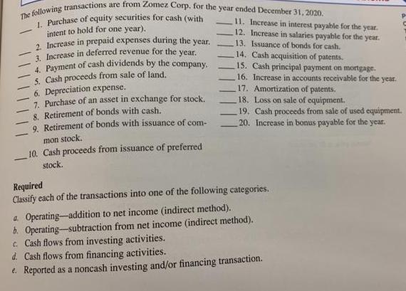 Problemsintent to hold for one year).company4. Payment of cash dividends by the5. Cash proceeds from sale of land,6. Dep