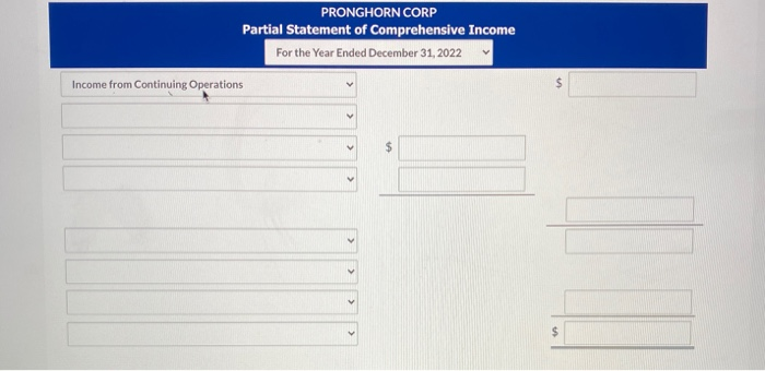 PRONGHORN CORPPartial Statement of Comprehensive IncomeFor the Year Ended December 31, 2022Income from Continuing Operatio