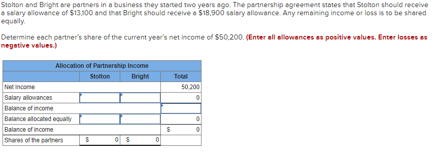 Stolton and Bright are partners in a business they started two years ago. The partnership agreement states that Stolton shoul