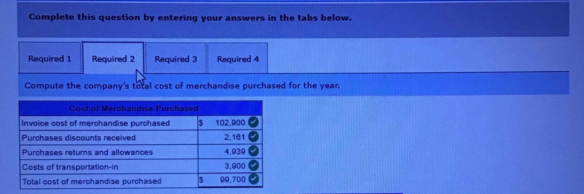 Complete this question by entering your answers in the tabs below.Required 1Required 2Required 3Required 4Compute the co