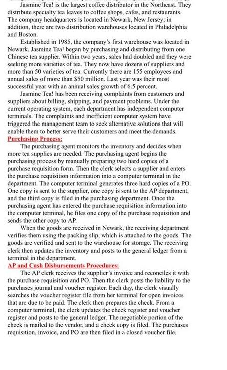 Jasmine Tea! is the largest coffee distributor in the Northeast. They distribute