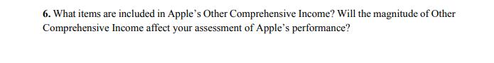 6. What items are included in Apples Other Comprehensive Income? Will the magnitude of Other Comprehensive Income affect you