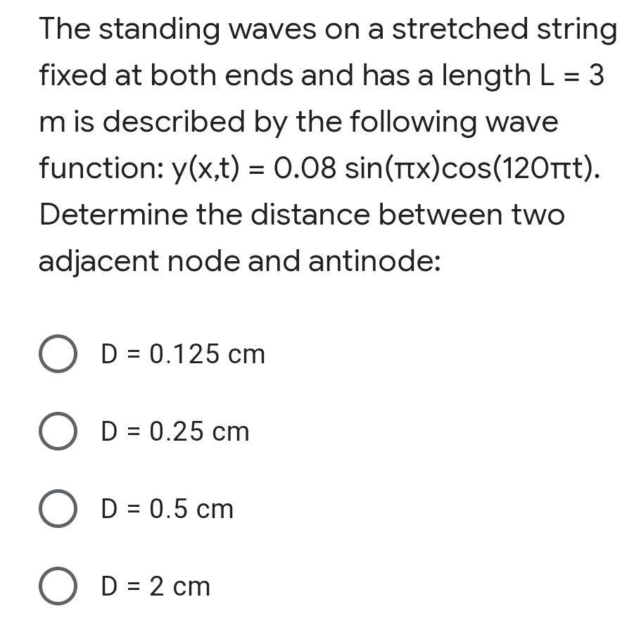 The standing waves on a stretched string fixed at both ends and