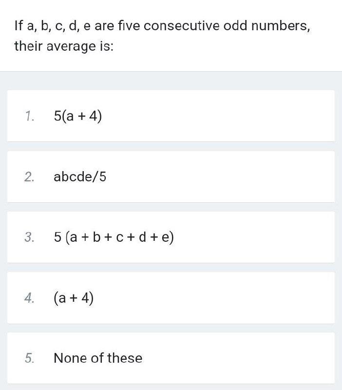 If a, b, c, d, e are five consecutive odd numbers, their