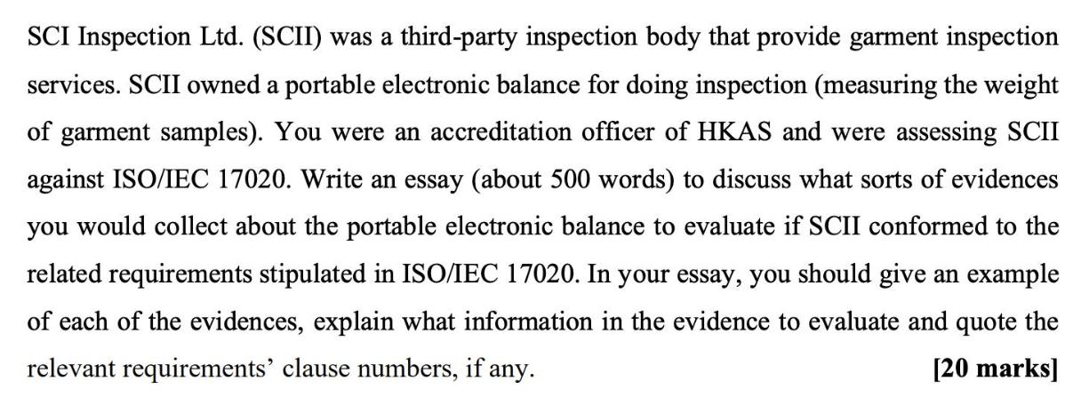 SCI Inspection Ltd. (SCII) was a third-party inspection body that provide garment