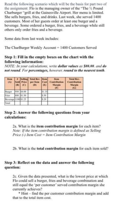 Read the following scenario which will be the basis for part two