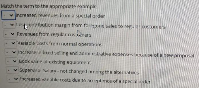 Match the term to the appropriate example v Increased revenues from a