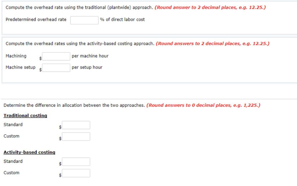 Compute the overhead rate using the traditional (plantwide) approach. (Round answer to 2 decimal places, e.g. 12.25.) Predete