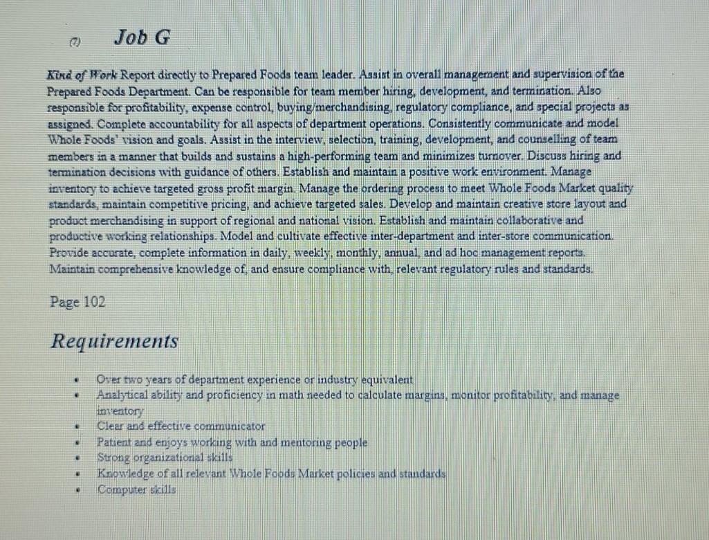 Job GKind of Fork Report directly to Prepared Foods team leader. Assist in overall management and supervision of thePrepare