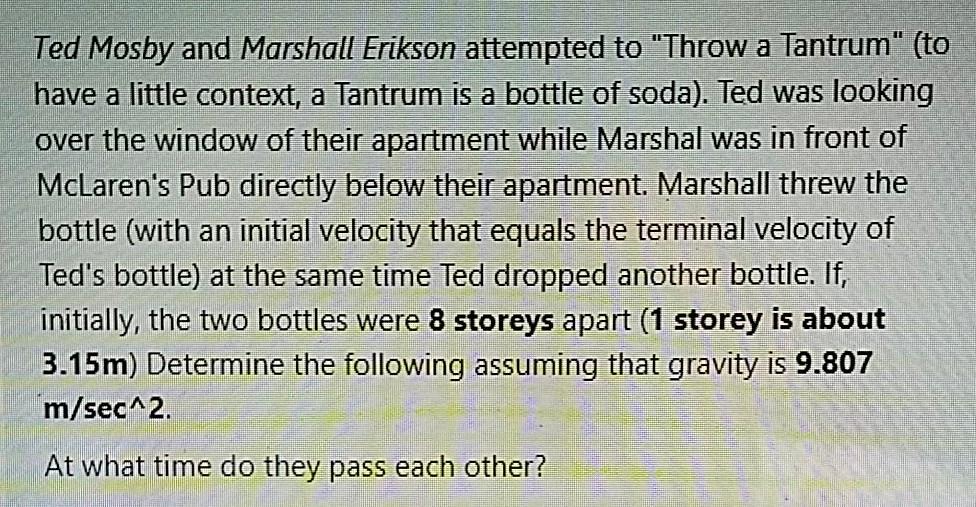 Ted Mosby and Marshall Erikson attempted to "Throw a Tantrum" (to have