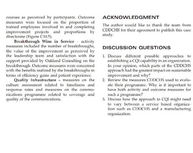 ACKNOWLEDGMENTThe author would like to thank the team fromCDDCHS for their agreement to publish this casestudy.courses as