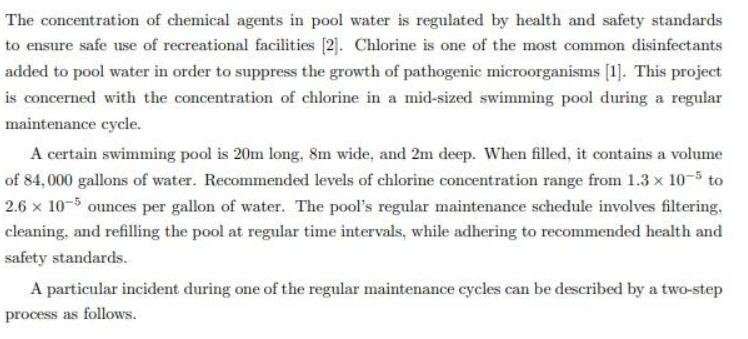 The concentration of chemical agents in pool water is regulated by health and safety standards to ensure safe