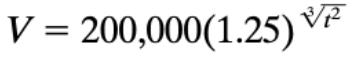 V = 200,000(1.25) V2