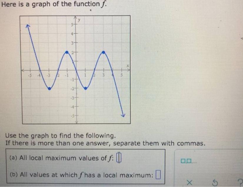 O GRAPHS AND FUNCTIONSFinding local maxima and minima of a function given the graphHere is a graph of the function f.Use t