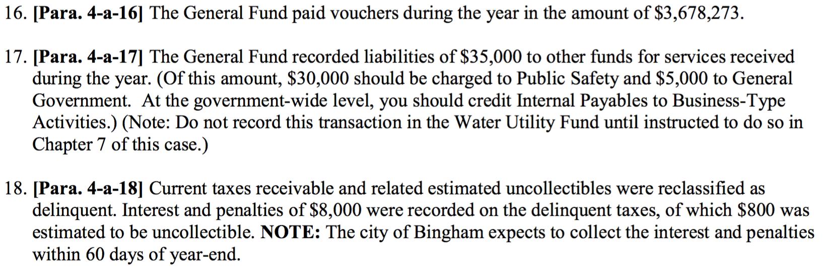16. [Para. 4-a-16] The General Fund paid vouchers during the year in the amount of $3,678,273. 17. [Para. 4-a-17] The General