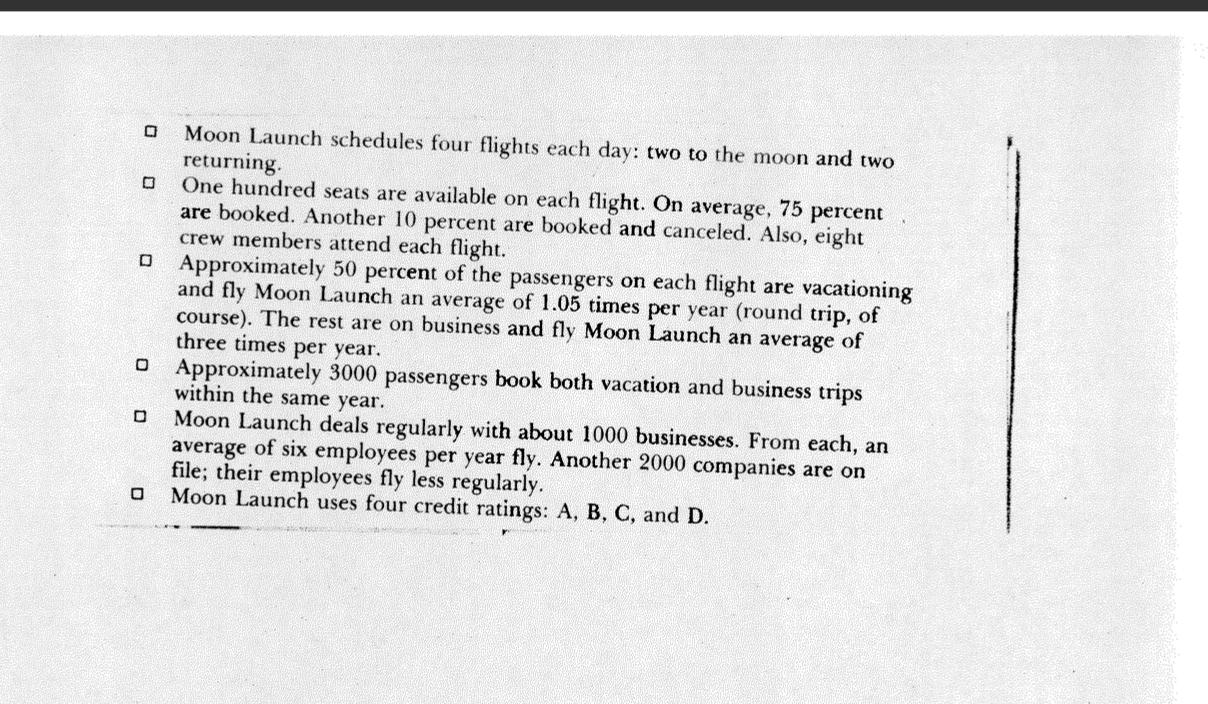 several hy- pothetical business applications. One of these is Moon Launch Enterprise,