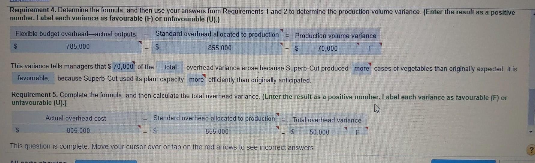 Requirement 4. Determine the formula, and then use your answers from Requirements 1 and 2 to determine the production volume