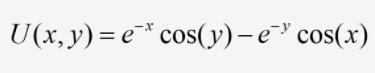 U(x,y)= * cos(y) – e cos(x) =